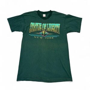 VTG 1994 single stitch Statue of Liberty New York tee forest green L made in USA